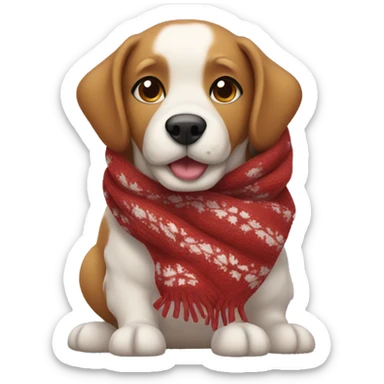 christmas cozy dog in a scarf sticker