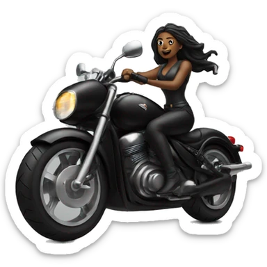 Goddess Riding a Motorcycle in Black sticker