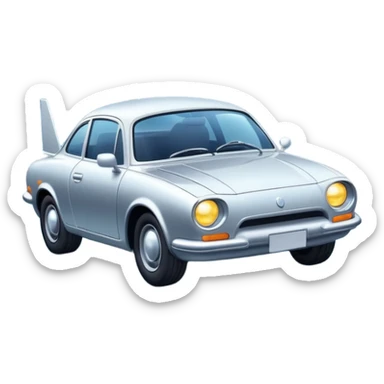 A car flying in space with stars and the moon behind itA car flying in space with stars and the moon behind it sticker