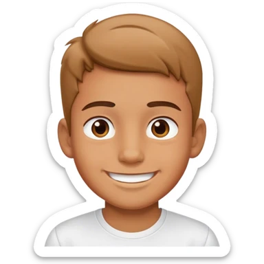 smiling boy in white shirt sticker