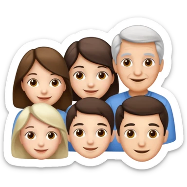 a group of 5 people all of diiferent ages let one  girl child, one teenage boy , two adult one man one women  and one old grandma sticker