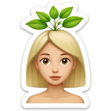Woman with plant sprout on top of head  sticker