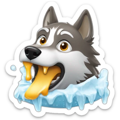 loup méchant mange une glace sticker