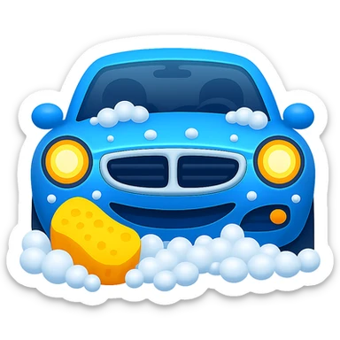 Remove the background so only the car and bubbles remain. The style should resemble emoji style for use as an icon. sticker