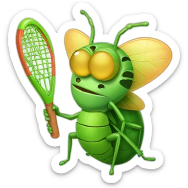 Green bug playing pádel sticker