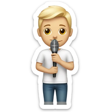 White boy with brown arm tattooed arms holding a microphone  sticker