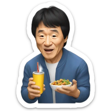 Jackie chan eating with lighter sticker