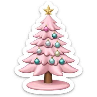 pastel pink christmas tree sticker