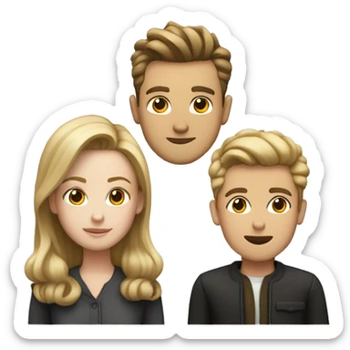 a couple that has a boy with a quiff that is light brown and a girl with dark blonde hair   sticker