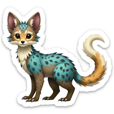 Feral Rare Fantasy Vernid-Trico-species by LiLaiRa, random markings, tufted tail, tufted ears, full body sticker