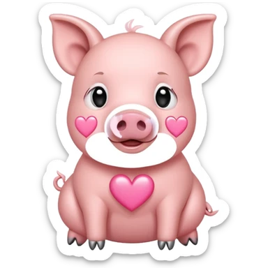 pig with white hearts sticker