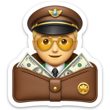 Aviator money emoji, wallet full of cash, casino vibe, premium 3D emoji style, clean, no background
 sticker