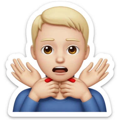a emoji head choking itself
with both its hands around its neck very graphic sticker