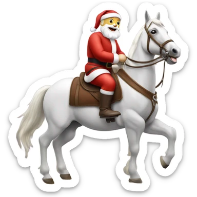 Santa riding a walking horse sticker