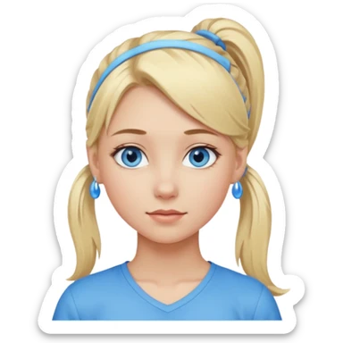 blonde girl with blue eyes and a ponytail sticker