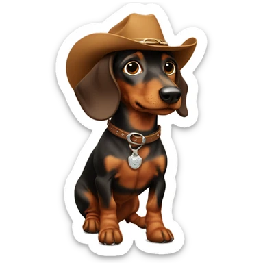 Dachshund wearing cowboy boots sticker