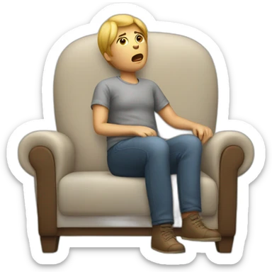 a person complaining about sitting on a sofa sticker