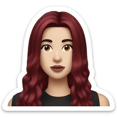 Dua Lipa with dark red hair sticker