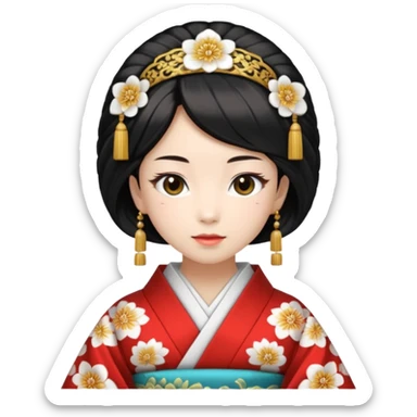 Japanese Princess with in ceremonial robe kimono sticker