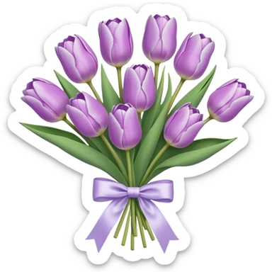 Pastel lilac tulip bouquet with bow sticker