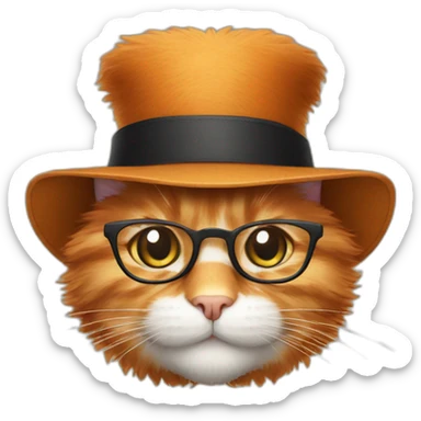 Fluffy ginger cat, peyot, rabbi hat and glasses sticker