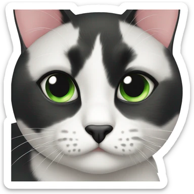 Tuxedo cat with black spot on chin and green eyes sticker