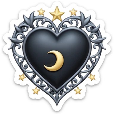 gothic heart with a moon and stars sticker