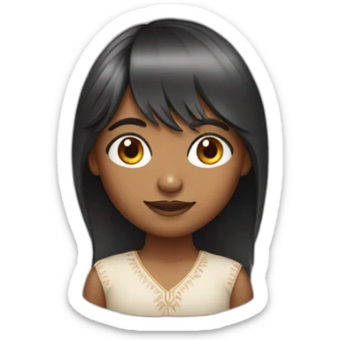 indian girl with bangs hairstyle and long hair sticker