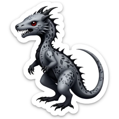 a dark gothic edgy vernid-fionbri-creature with splash patterns full body sticker