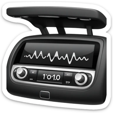 Car dashboard with sound waves showing squeaks and rattles sticker