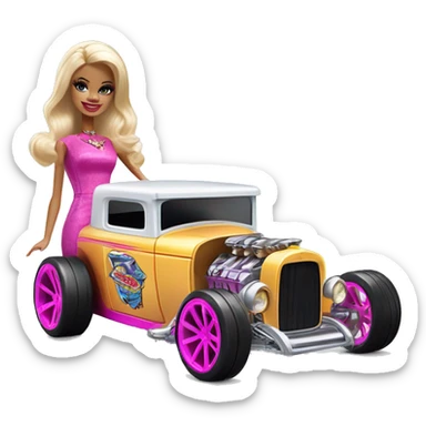 Barbie Hot wheels Bone Shaker street rod sticker