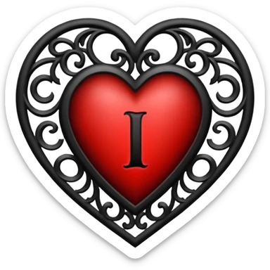 Can you make a heart with a gothic design, I want black and blood red colors . I want the letter I in the middle of the heart sticker