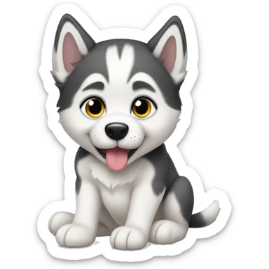 Husky puppy sittiny sticker