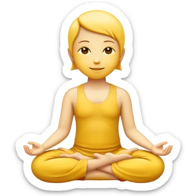 classic yellow emoji in lotus pose, serene face, meditating sticker