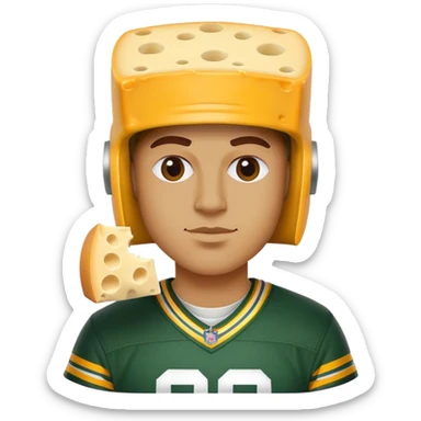 Packers fan with a cheesehead on sticker