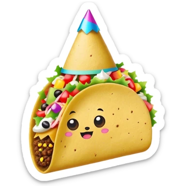 Taco wearing a birthday hat  sticker