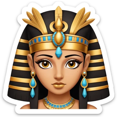Cleopatra, Egyptian pharaoh with headdress and eyeliner sticker