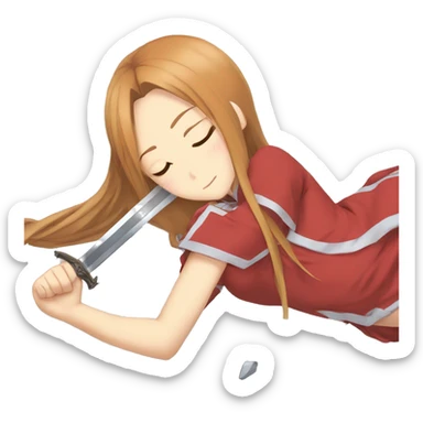 laying down sleeping full body Asuna anime sword art online short skirt sticker