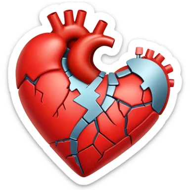 red heart that’s broken buts stitches that’s trying to piece it back together  sticker