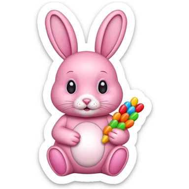 pink rabbit with candies sticker