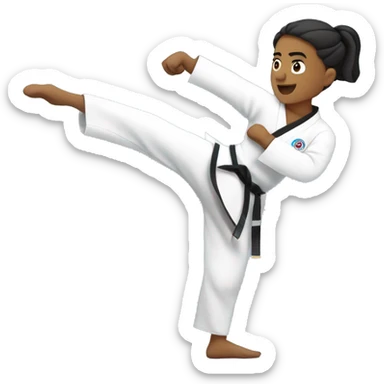 Una persona practicando Taekwondo, a la persona le falta un brazo. Sus movimientos son elegantes y determinados, demostrando habilidad y pasión por este arte marciales. sticker