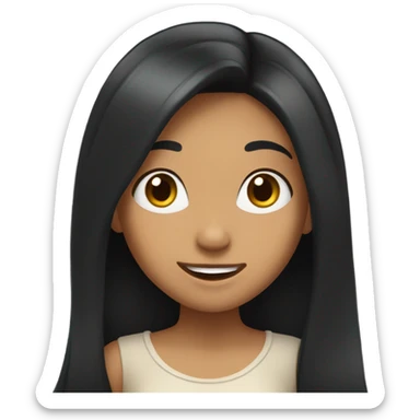 a girl with long black hair olive skinned happy expression st sticker