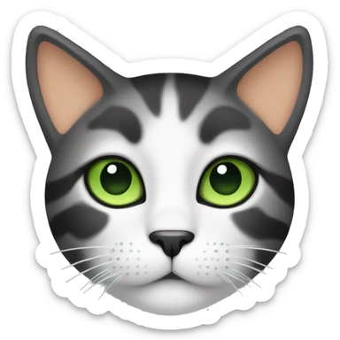 Cat with tree color White black and orange with Green eyes sticker
