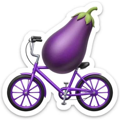 eggplant riding on a bike sticker