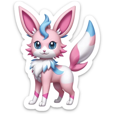 Sylveon-Delcatty-Fakémon-hybrid-creature (full body)  sticker