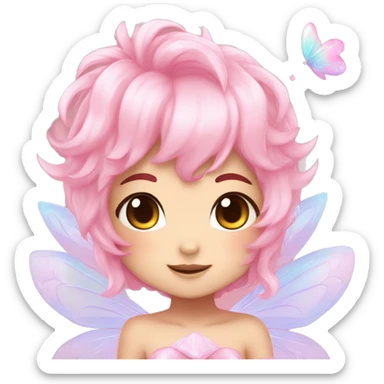 Shiny Pastel Pink Anime Chibi Fairy Fakémon Fur Sona sticker