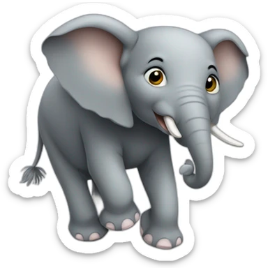 Elephant qui balaie  une souris sticker