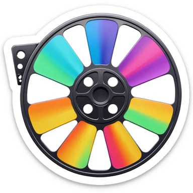 Psychedelic colored movie reel sticker