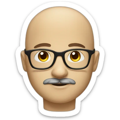 Young bald man with glasses and mustach sticker