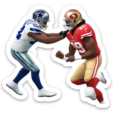 49ers player fighting cowboys player sticker